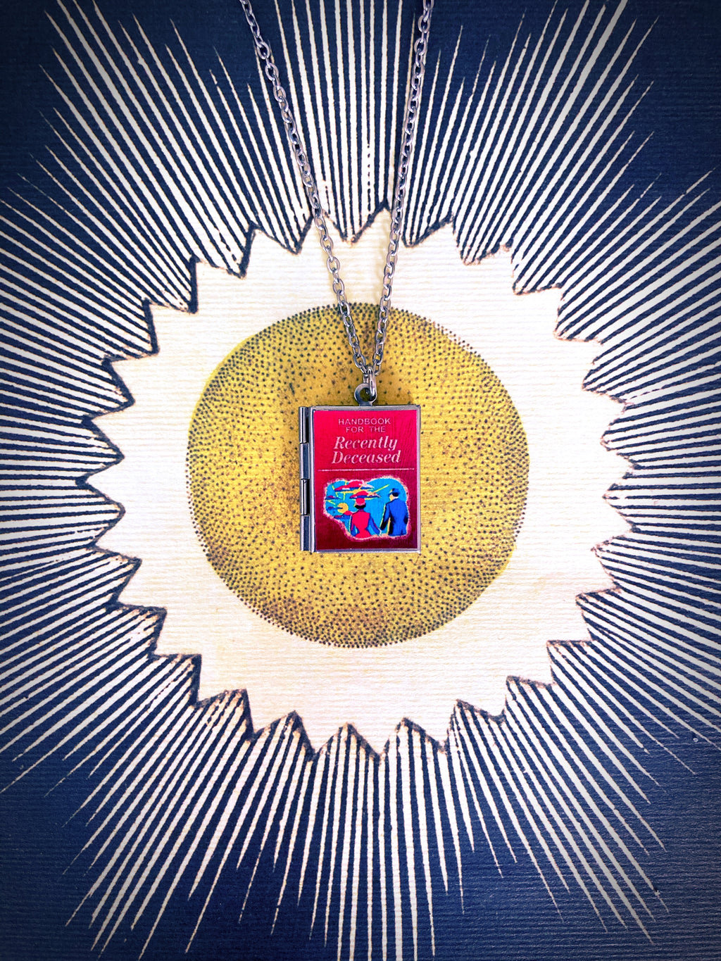 Beetlejuice Storybook Locket Necklace- Handbook for the Recently Deceased