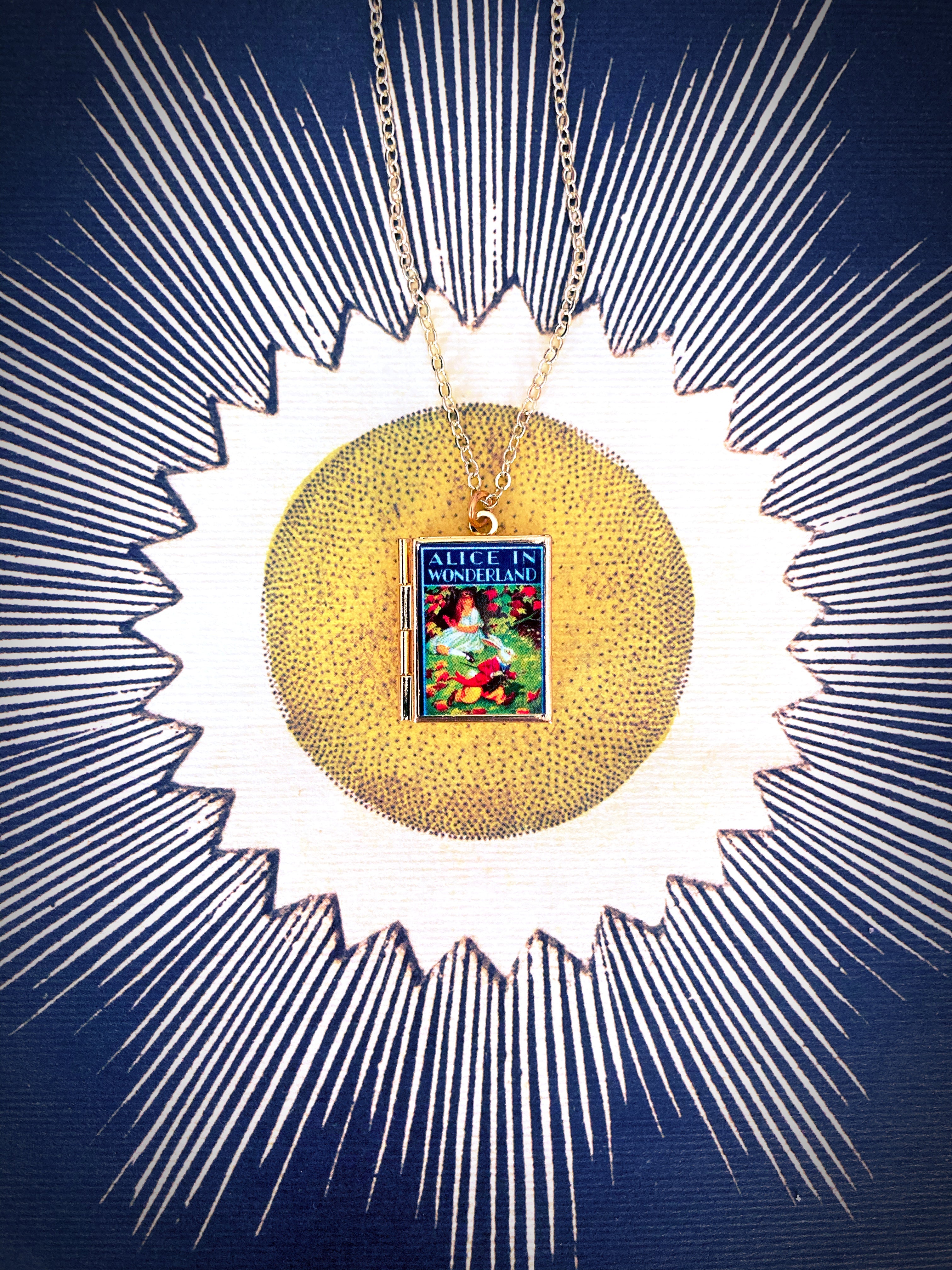 Alice In Wonderland Storybook Locket Necklace- Running Late