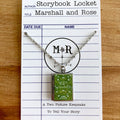 Sense and Sensibility Storybook Locket Necklace- Light Green Filagree