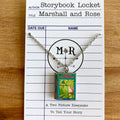 Alice In Wonderland Storybook Locket Necklace- Blue Caterpillar