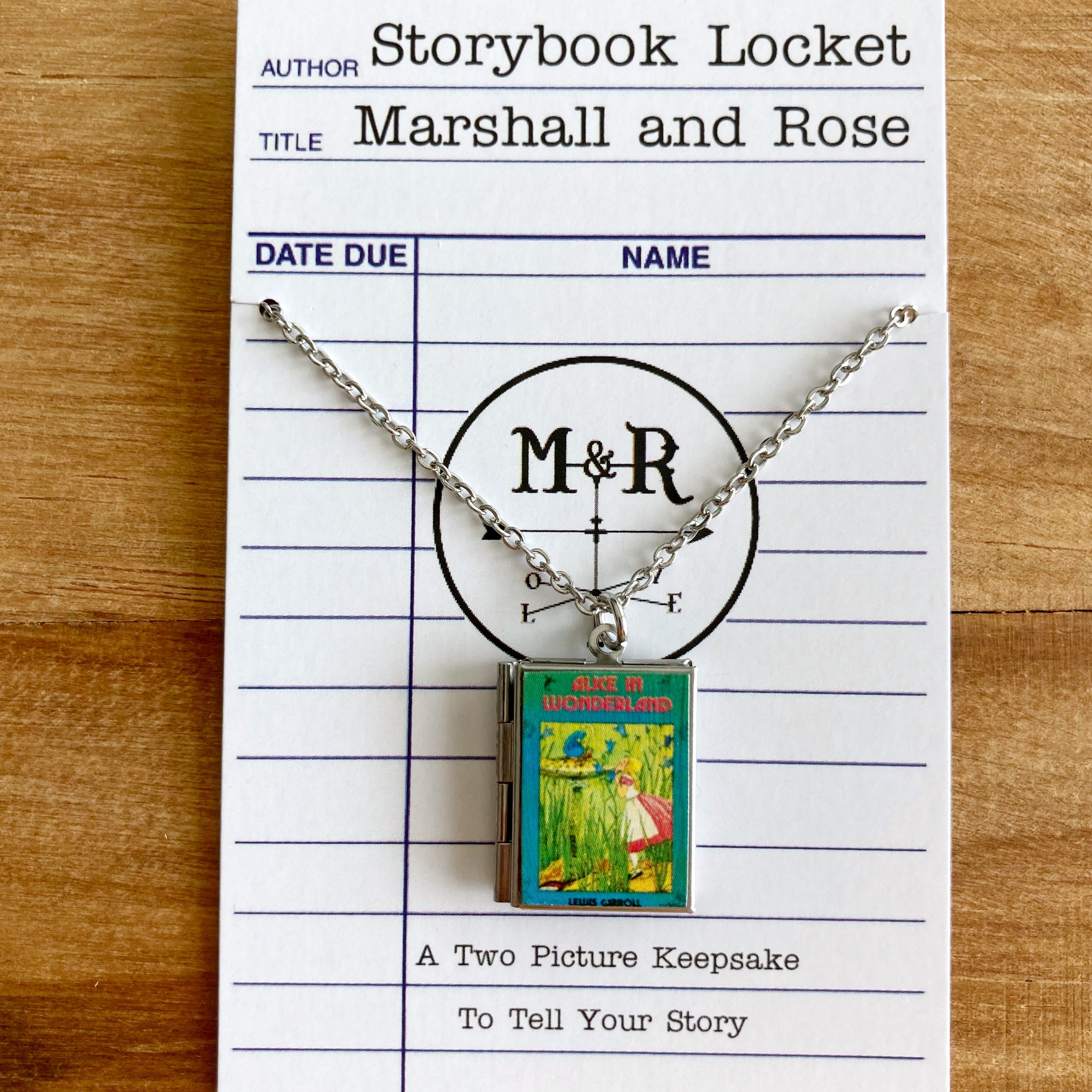 Alice In Wonderland Storybook Locket Necklace- Blue Caterpillar
