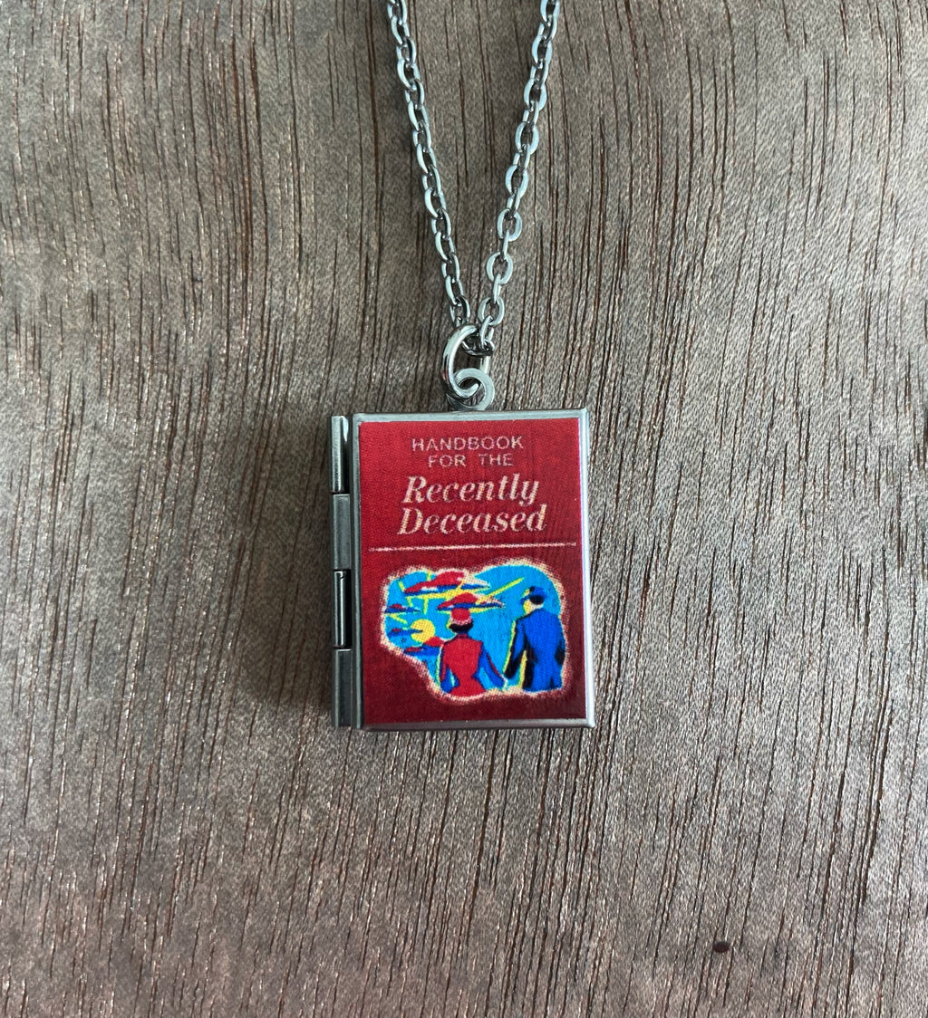 Beetlejuice Storybook Locket Necklace- Handbook for the Recently Deceased
