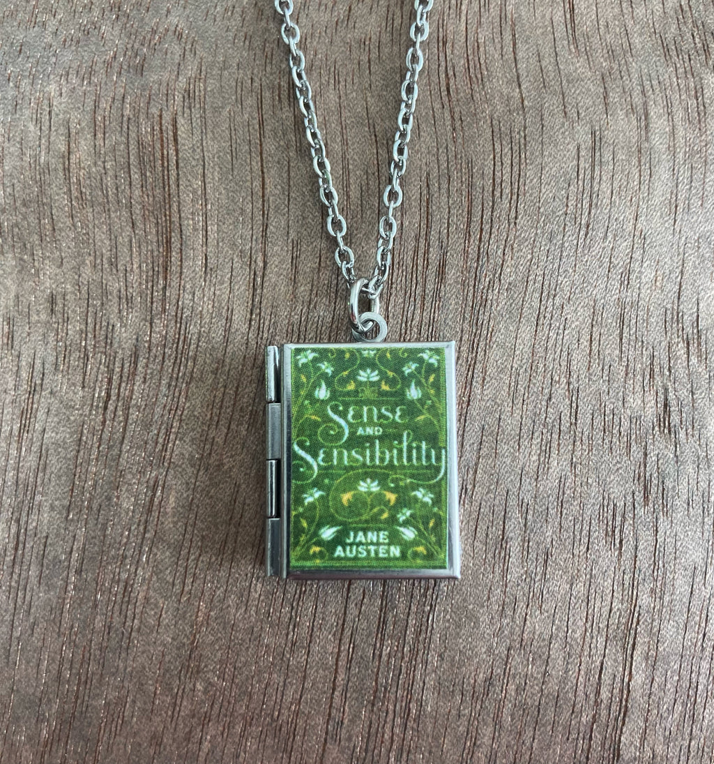 Sense and Sensibility Storybook Locket Necklace- Light Green Filagree