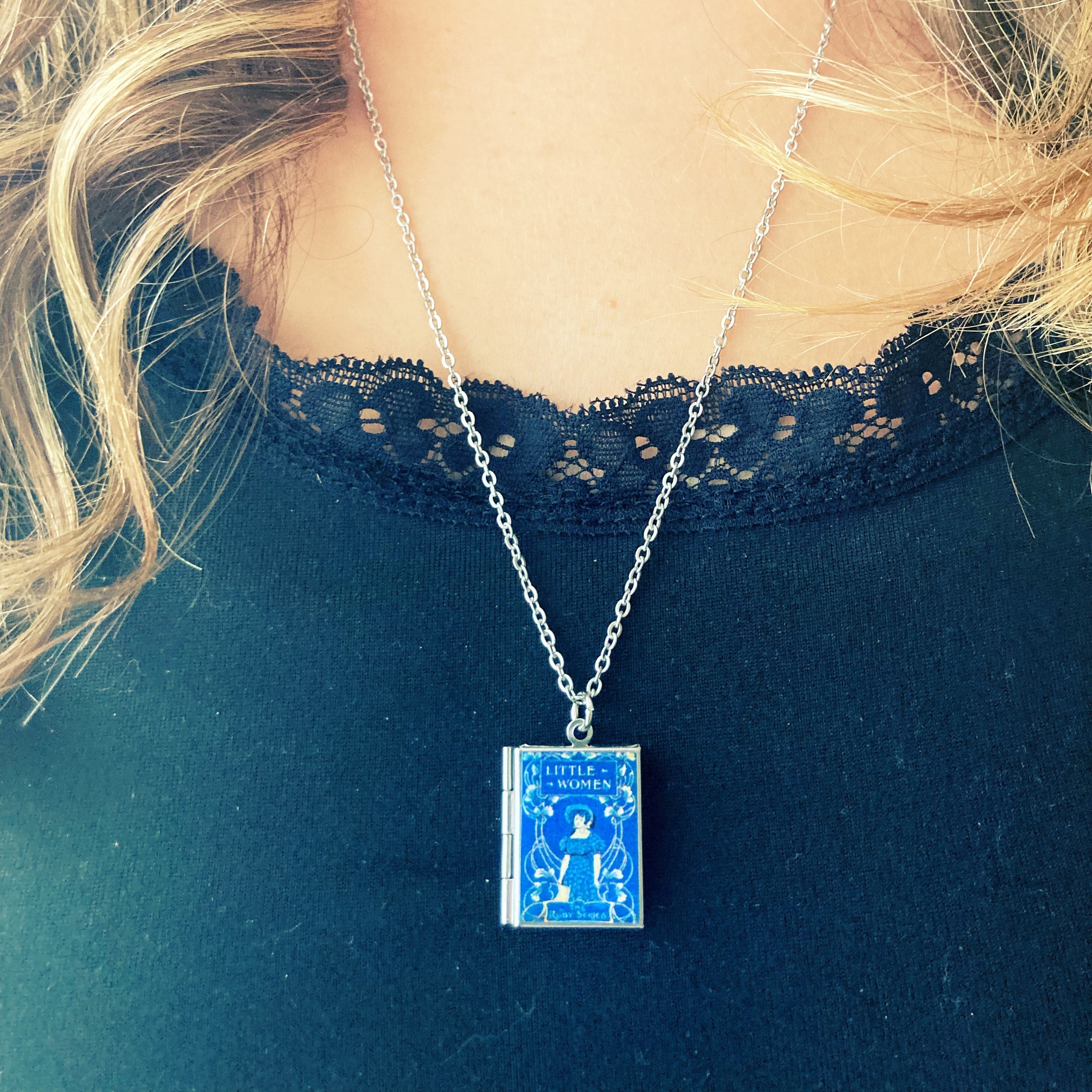 Little Women Locket Necklace- Blue Dress