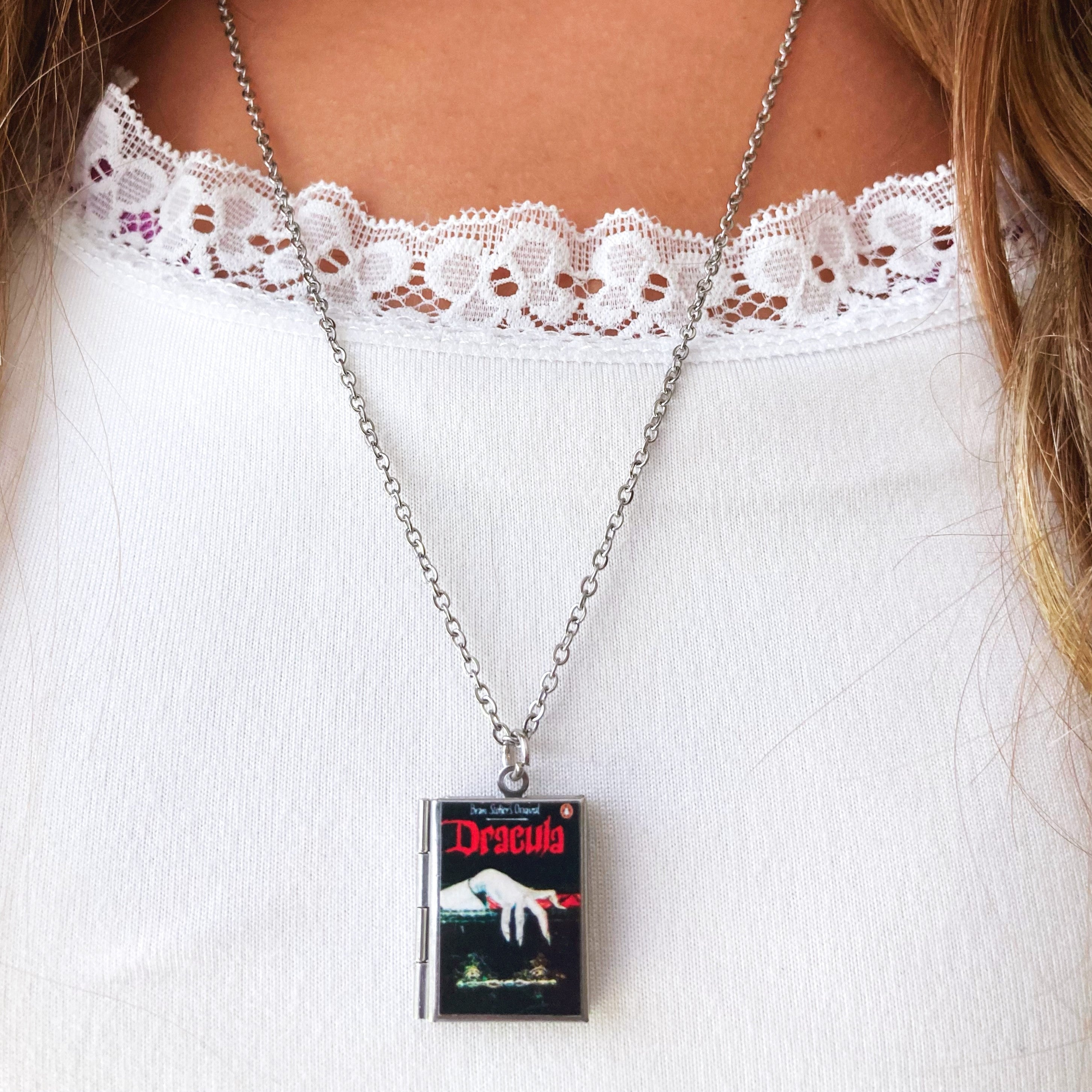 Dracula Storybook Locket Necklace- Lingering Hand