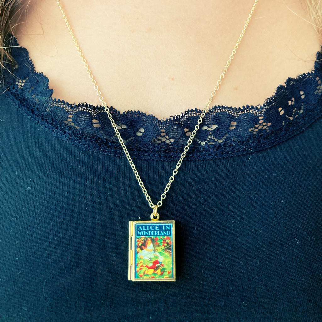 Alice In Wonderland Storybook Locket Necklace- Running Late