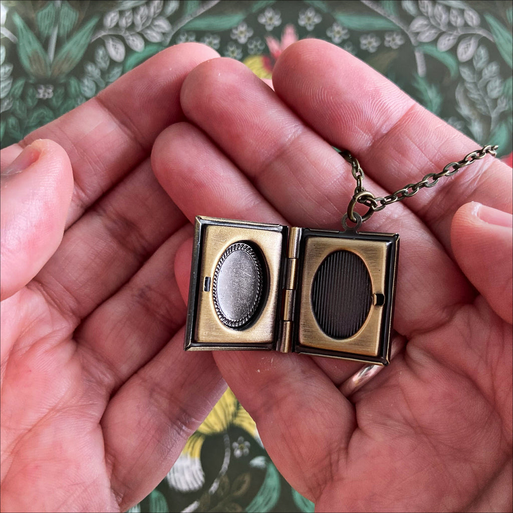 Pride and Prejudice Storybook Locket Necklace- Vintage Peacock