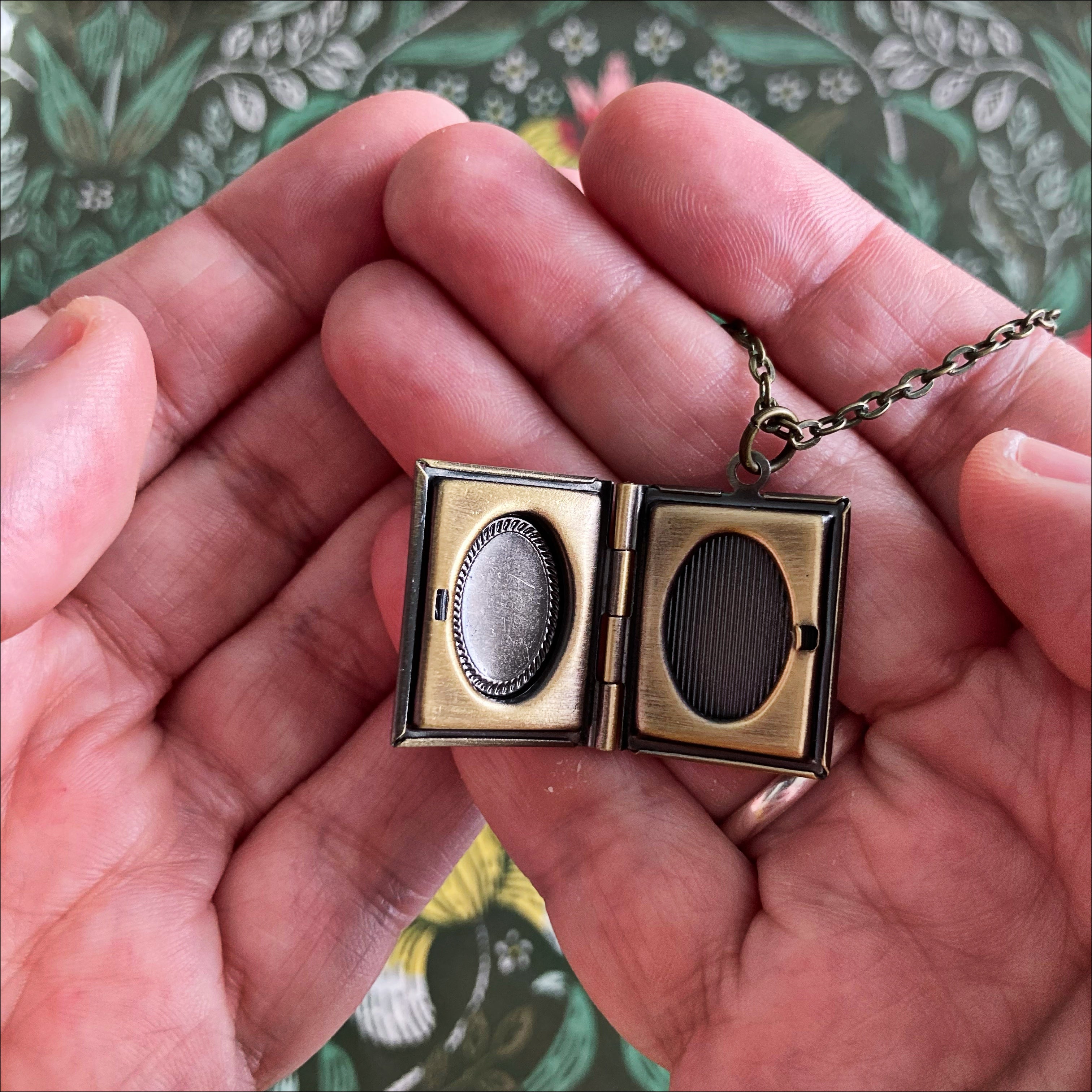 Pride and Prejudice Storybook Locket Necklace- Vintage Peacock